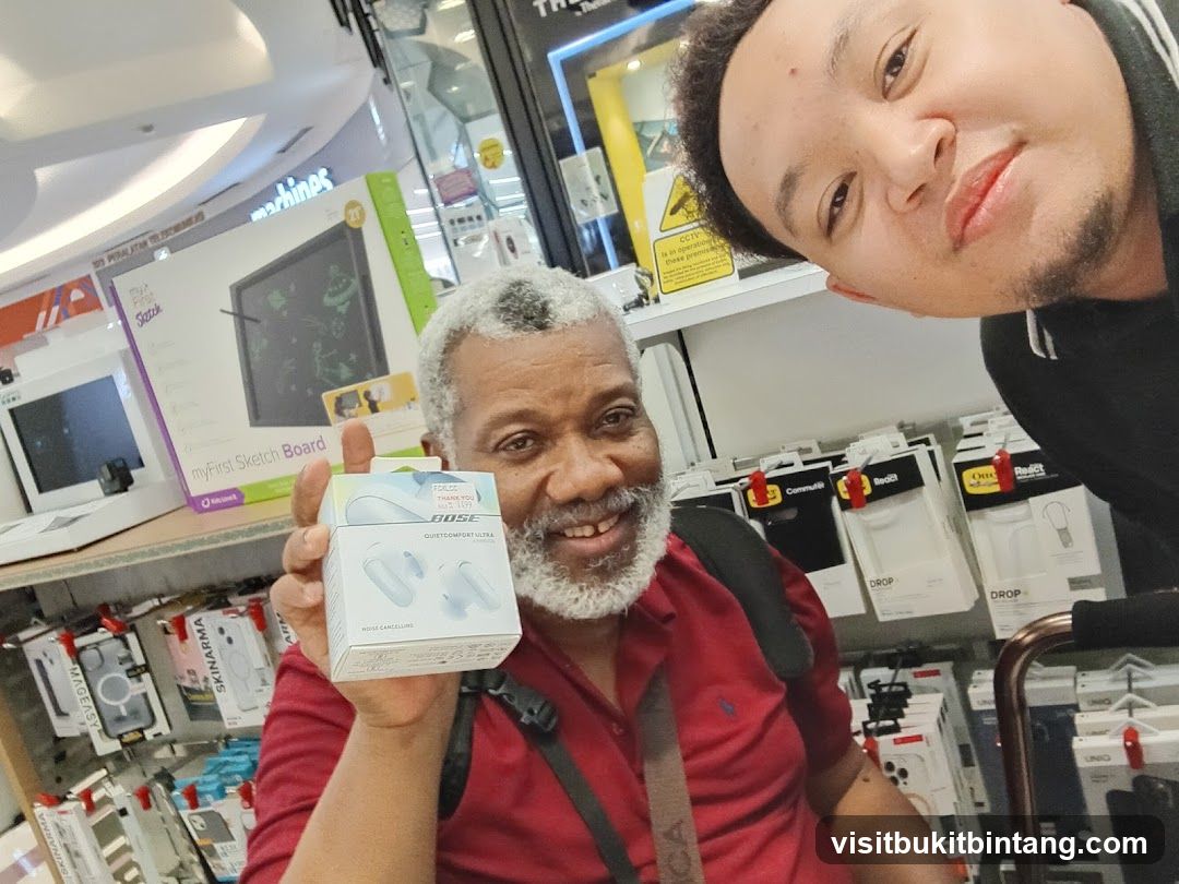 Two men in an electronics store