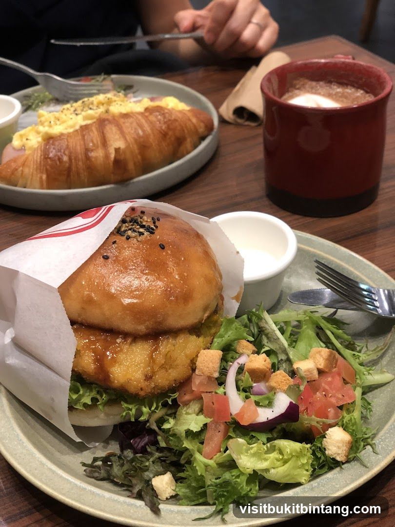 Burger and Croissant Breakfast
