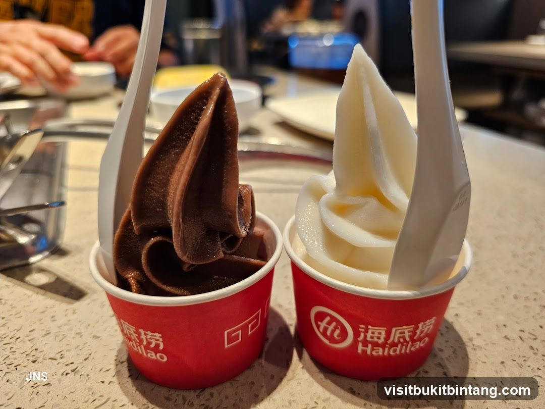 Two cups of soft-serve ice cream