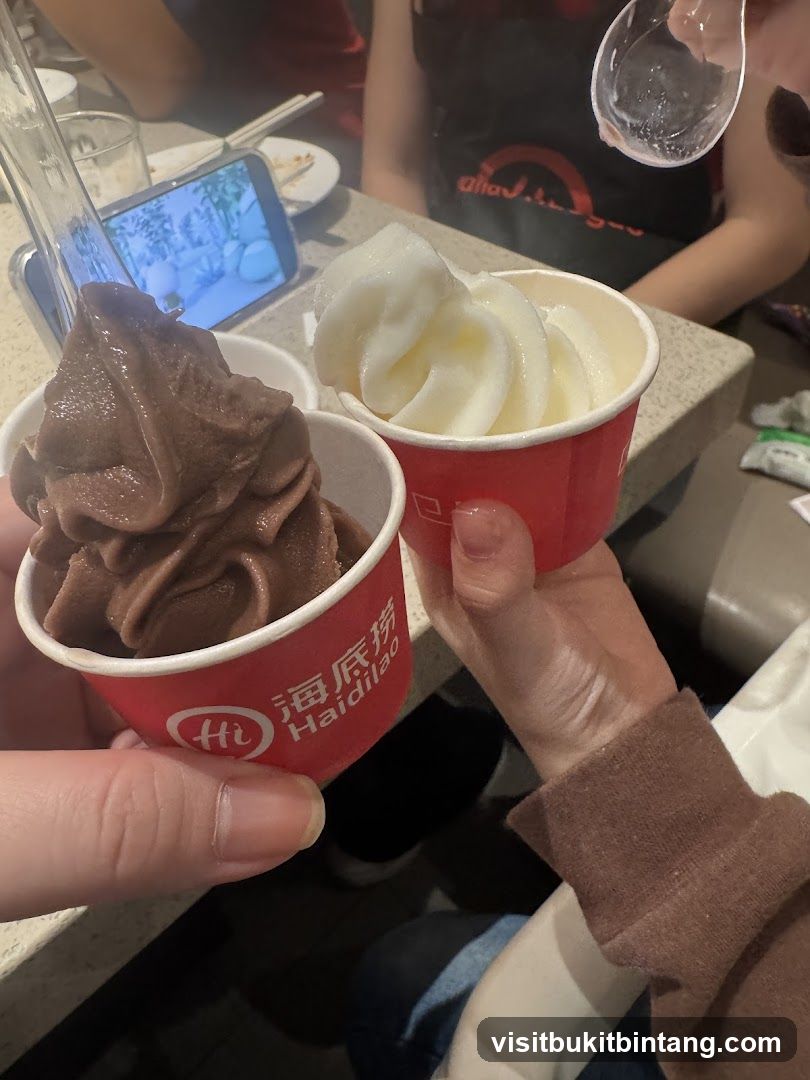 Two cups of soft serve ice cream