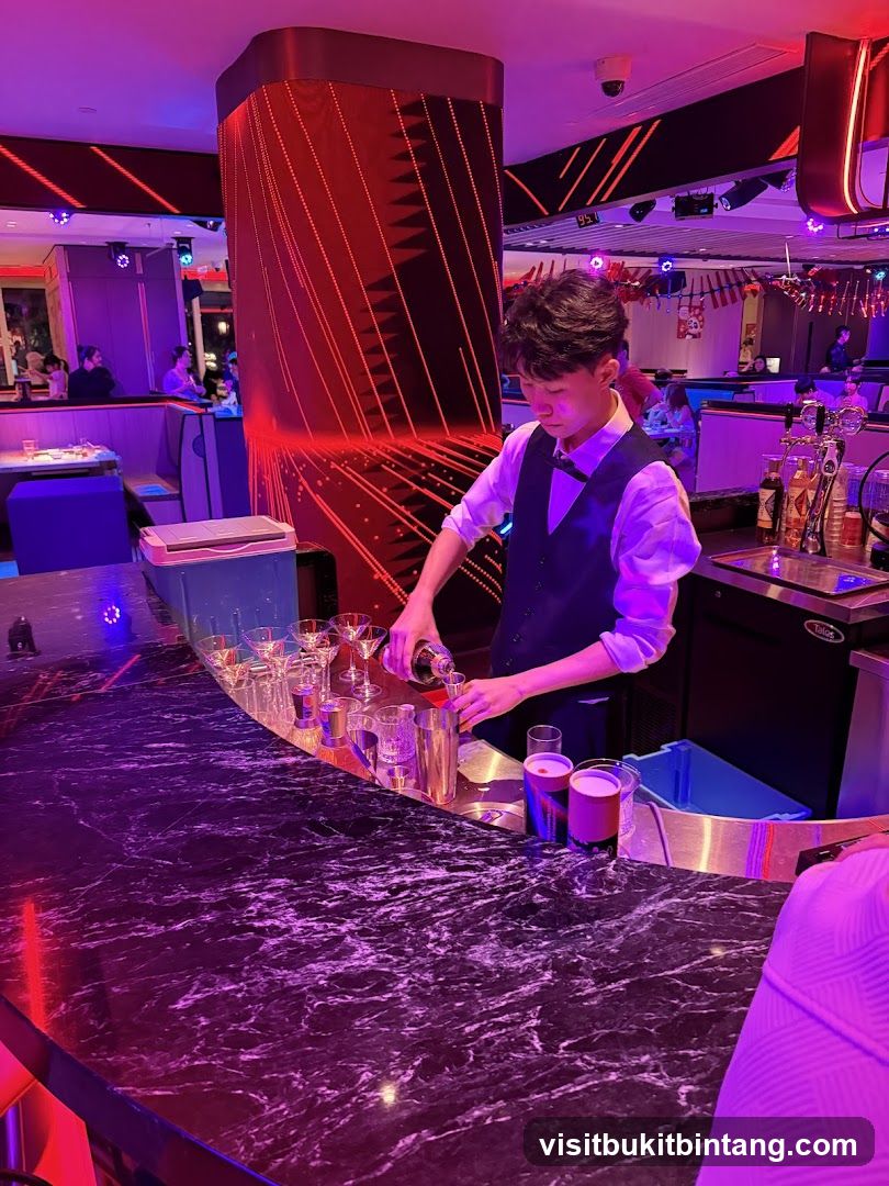 Bartender preparing drinks at a bar