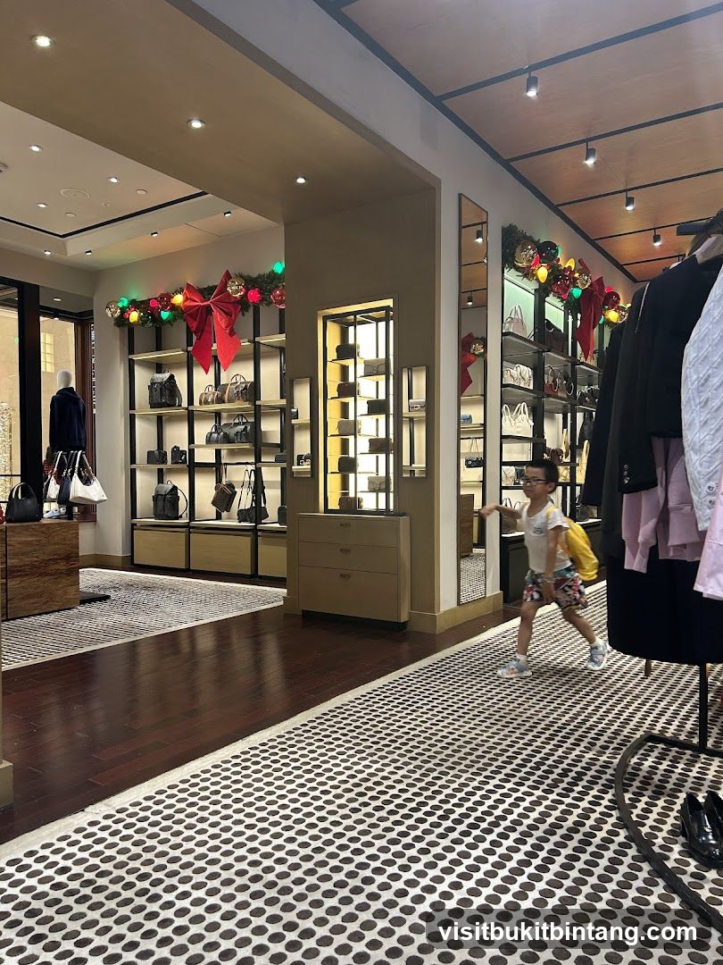 Coach Store Interior with Holiday Decorations