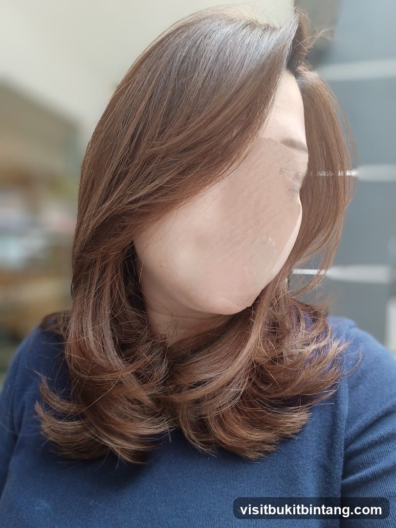 Woman with styled brown hair