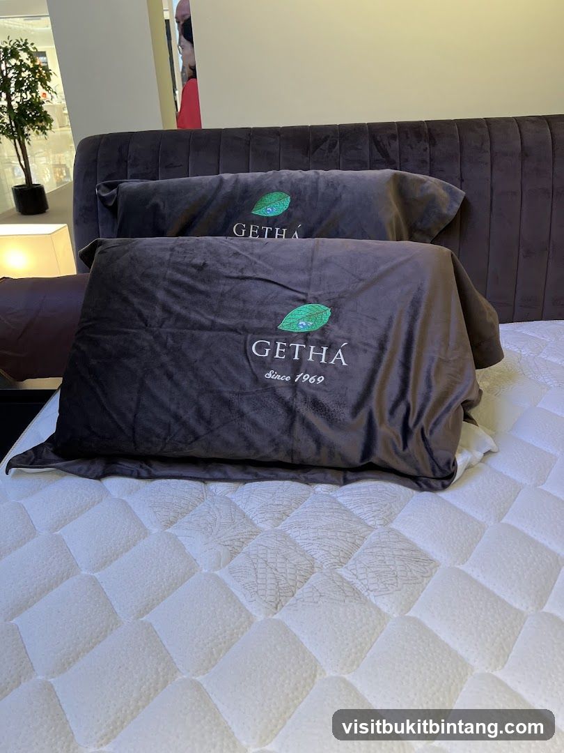 GETHA pillows on a mattress