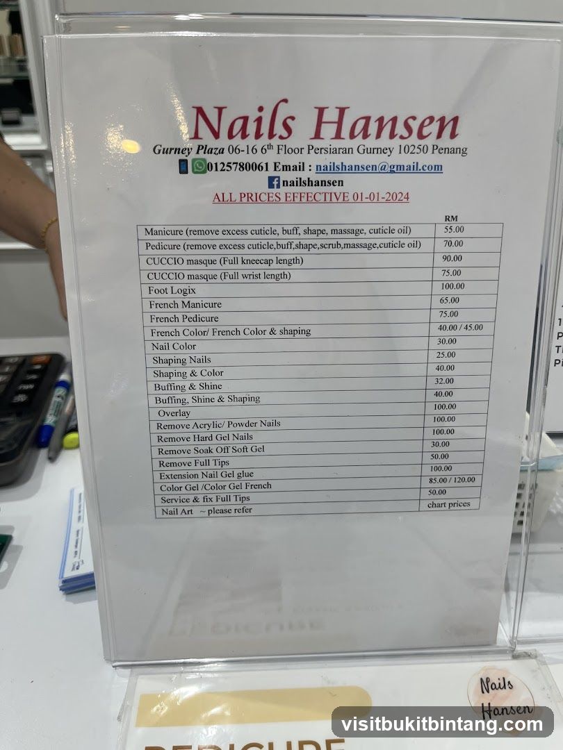 Nails Hansen Price List