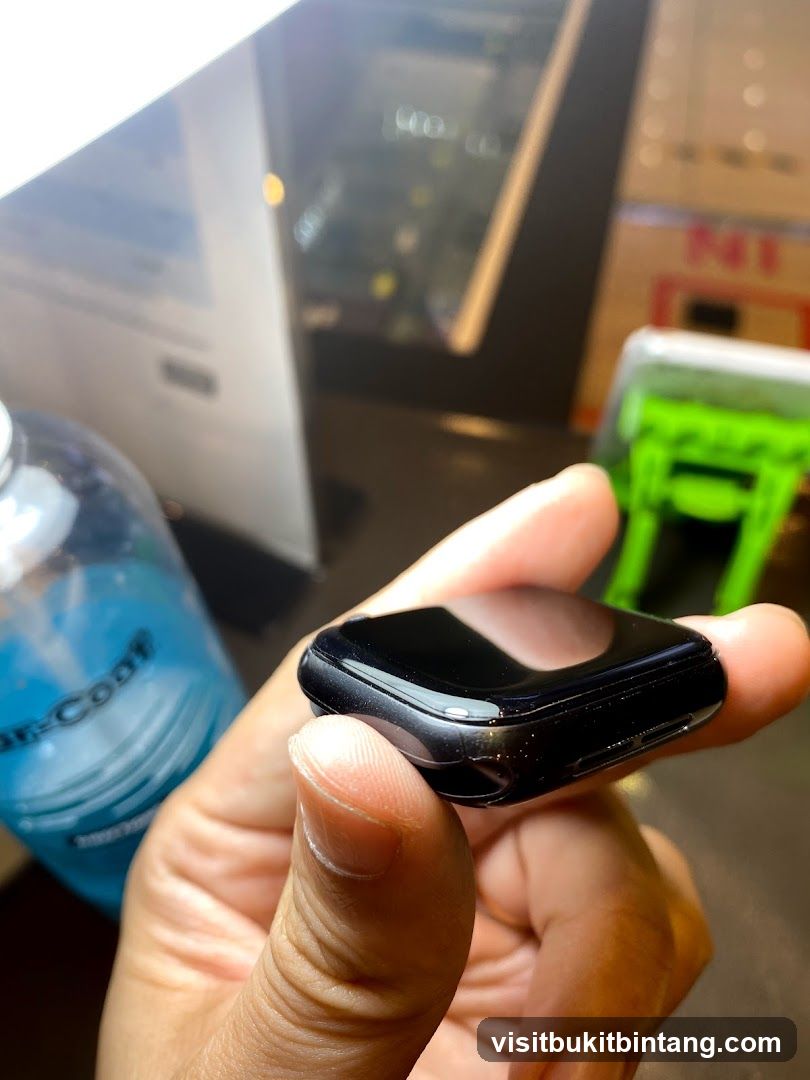 Close-up of a black smartwatch