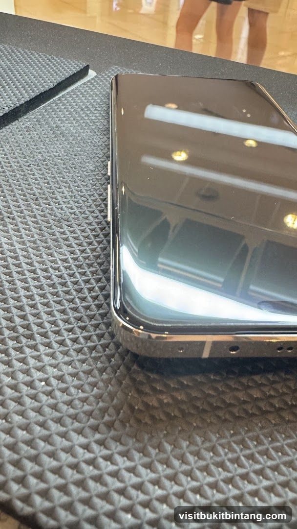 Smartphone on textured surface