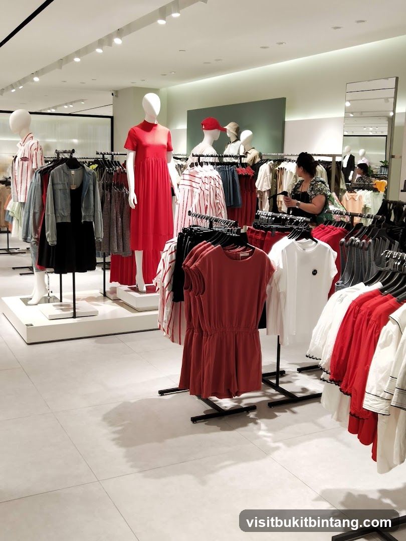Clothing store interior with mannequins and clothing racks