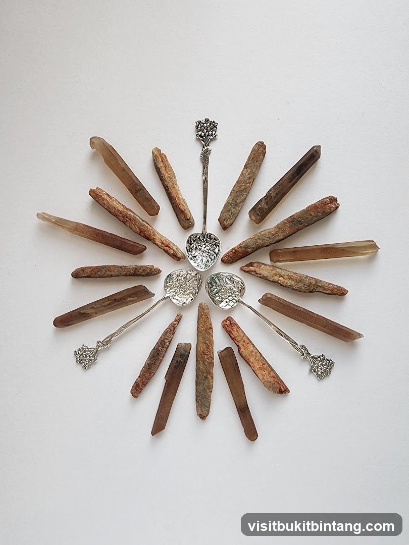 Decorative Arrangement of Crystals and Spoons