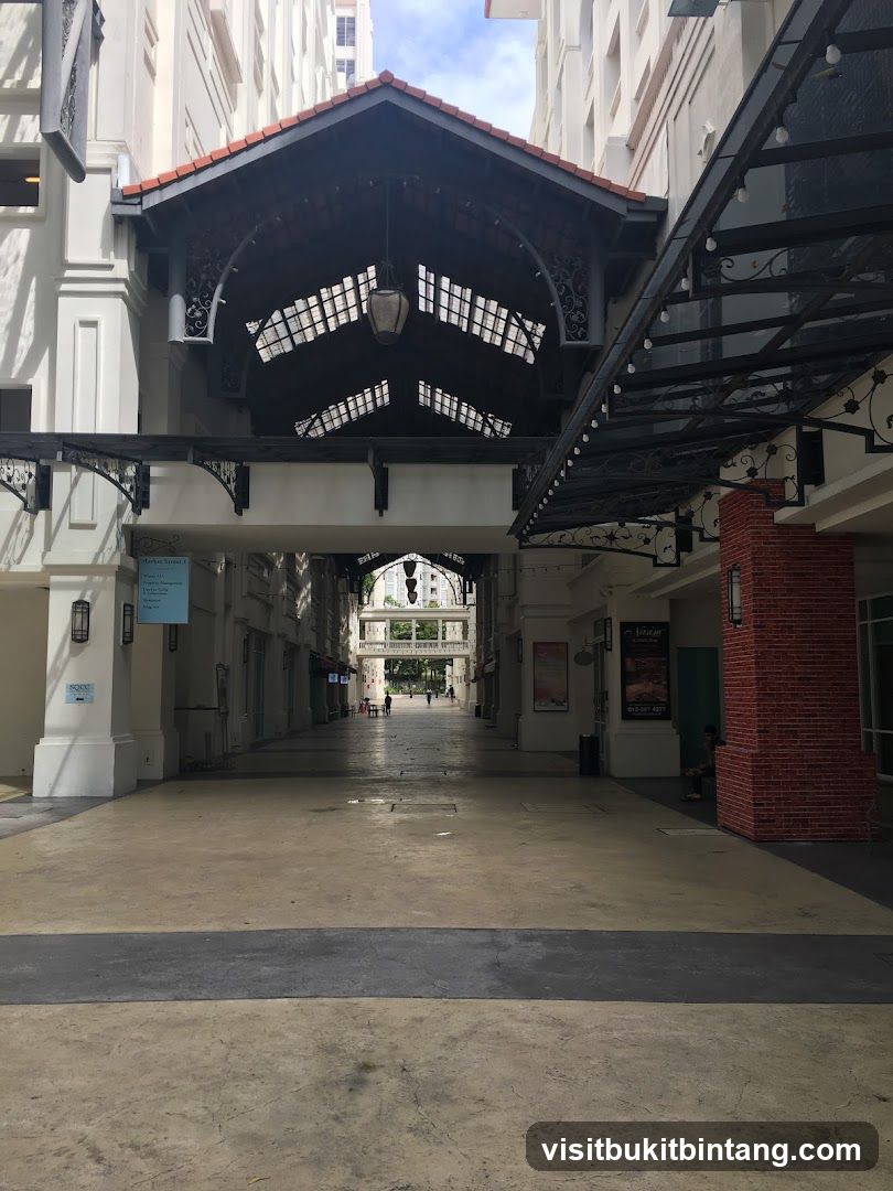 Outdoor walkway with shops