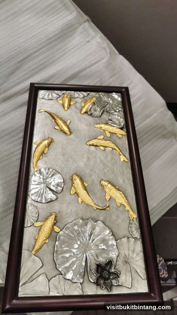 Koi fish and lotus flower wall art
