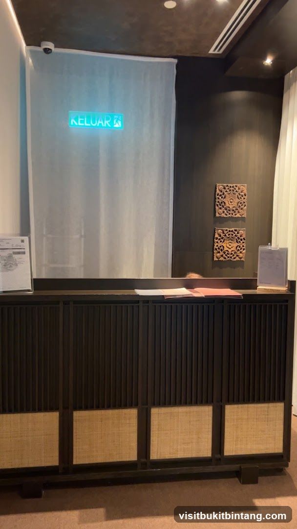 Reception Desk with Exit Sign