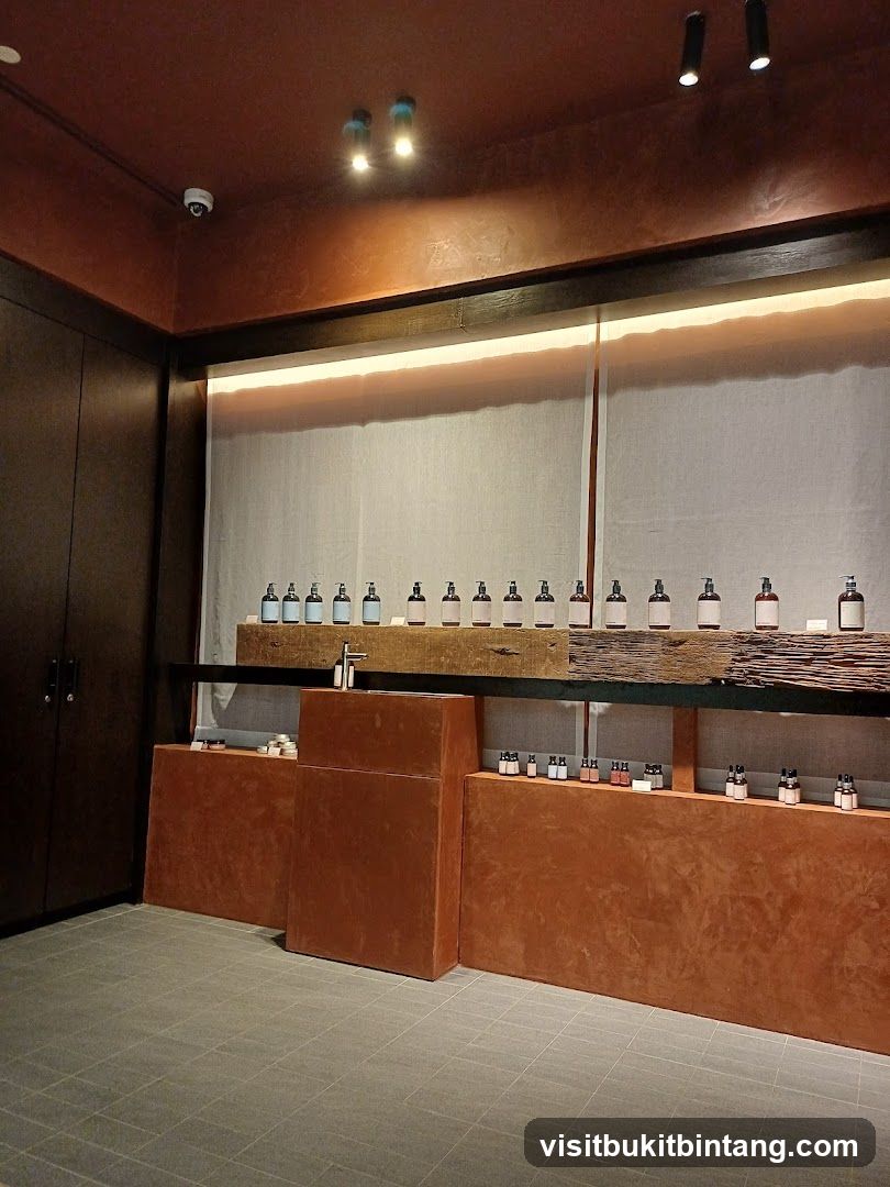 Interior of a store with display shelves