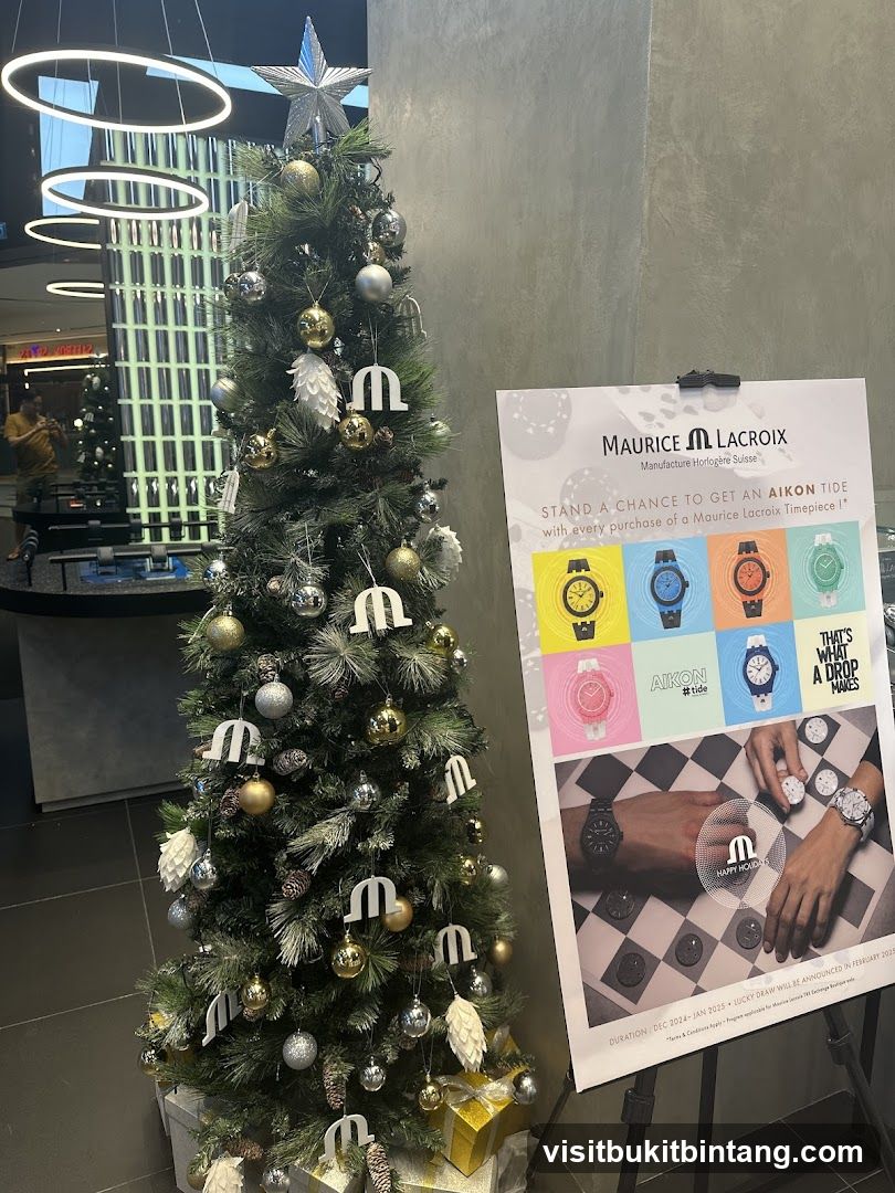 Christmas tree with Maurice Lacroix advertisement