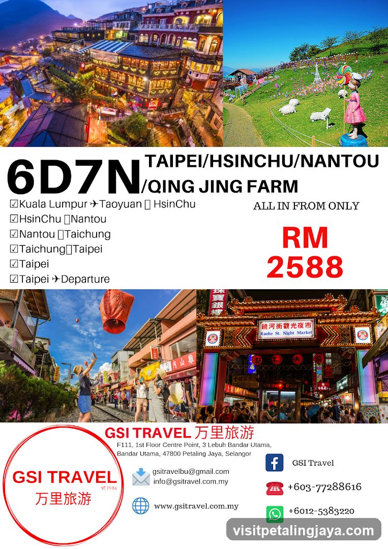 6D7N Taipei/Hsinchu/Nantou/Qing Jing Farm Tour