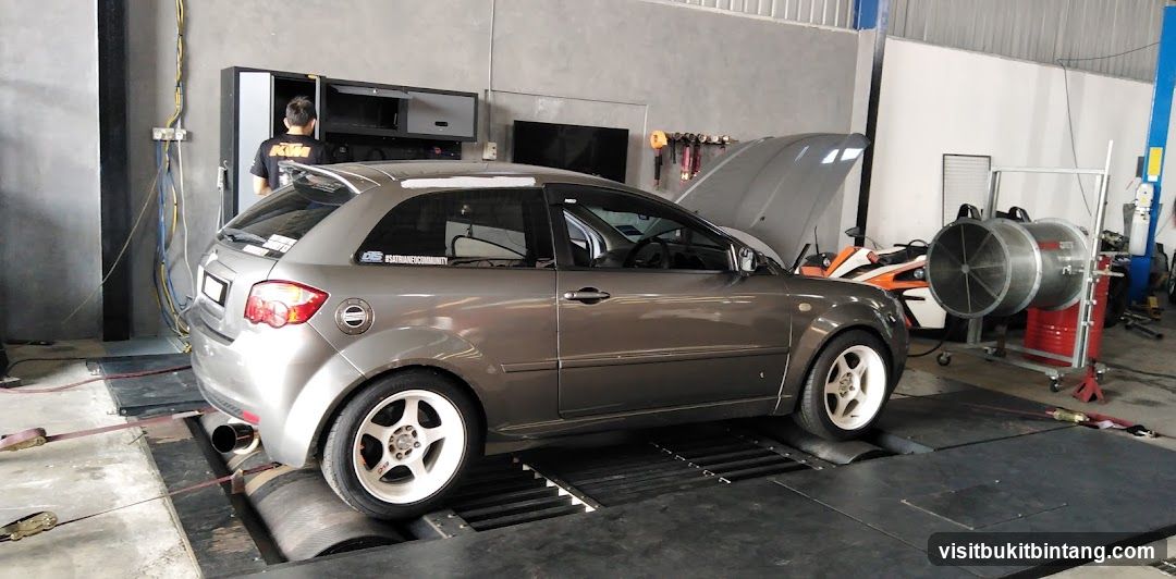 Car on a dynamometer
