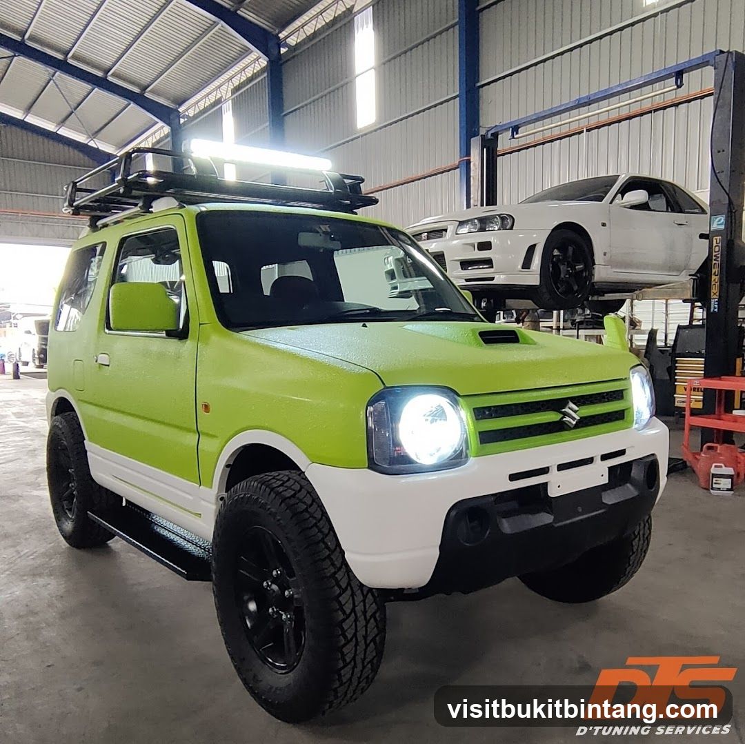 Modified Suzuki Jimny in a workshop