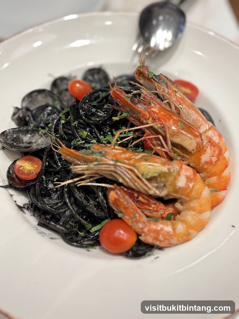 Squid Ink Pasta with Shrimp