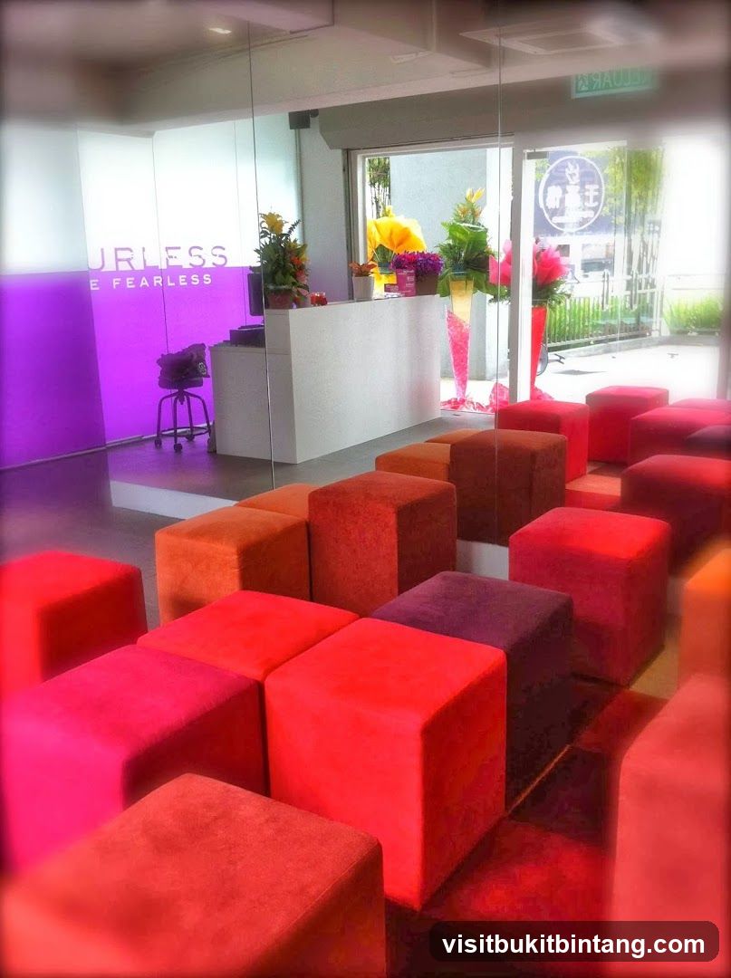 Modern Waiting Area with Colorful Ottomans