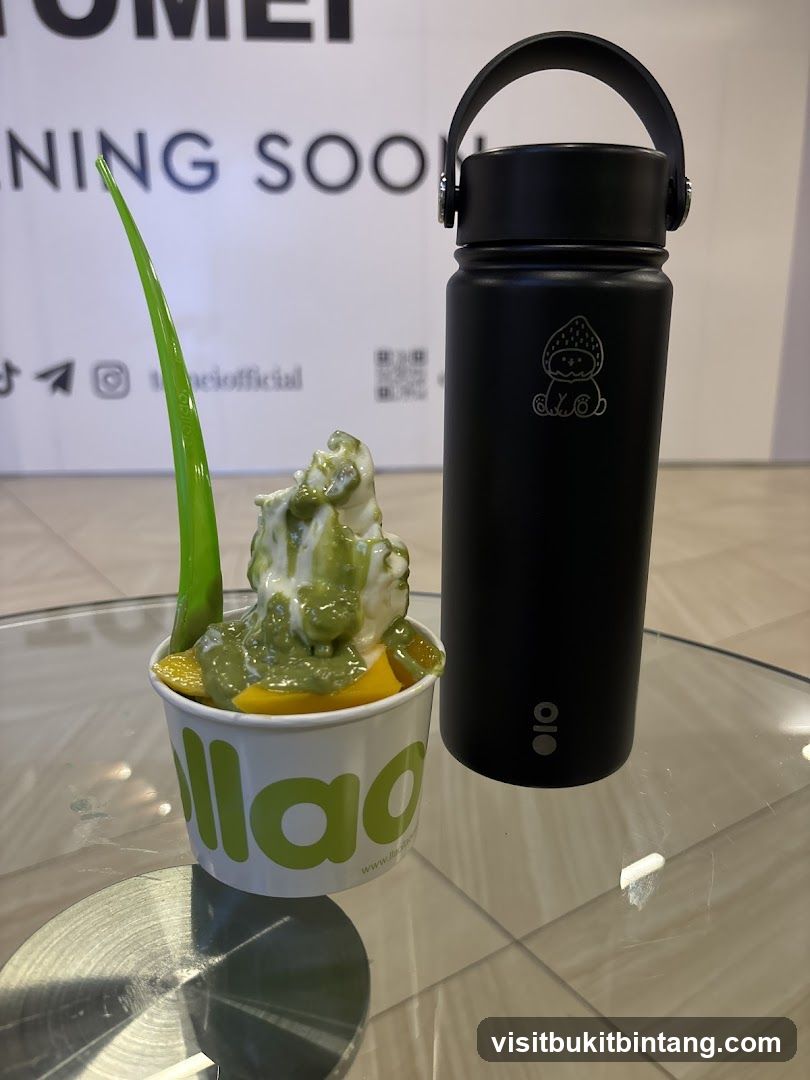 Frozen Yogurt and Water Bottle