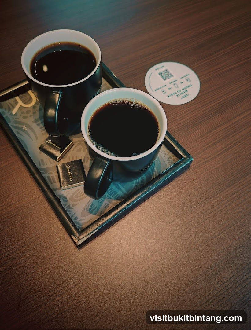 Two cups of coffee and chocolates