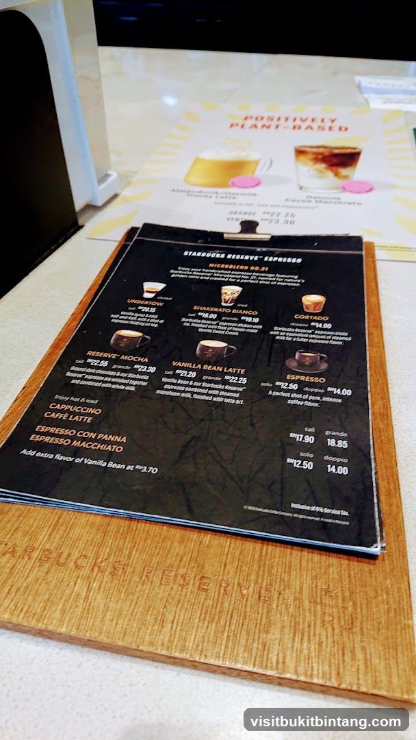 Starbucks Reserve Espresso Menu