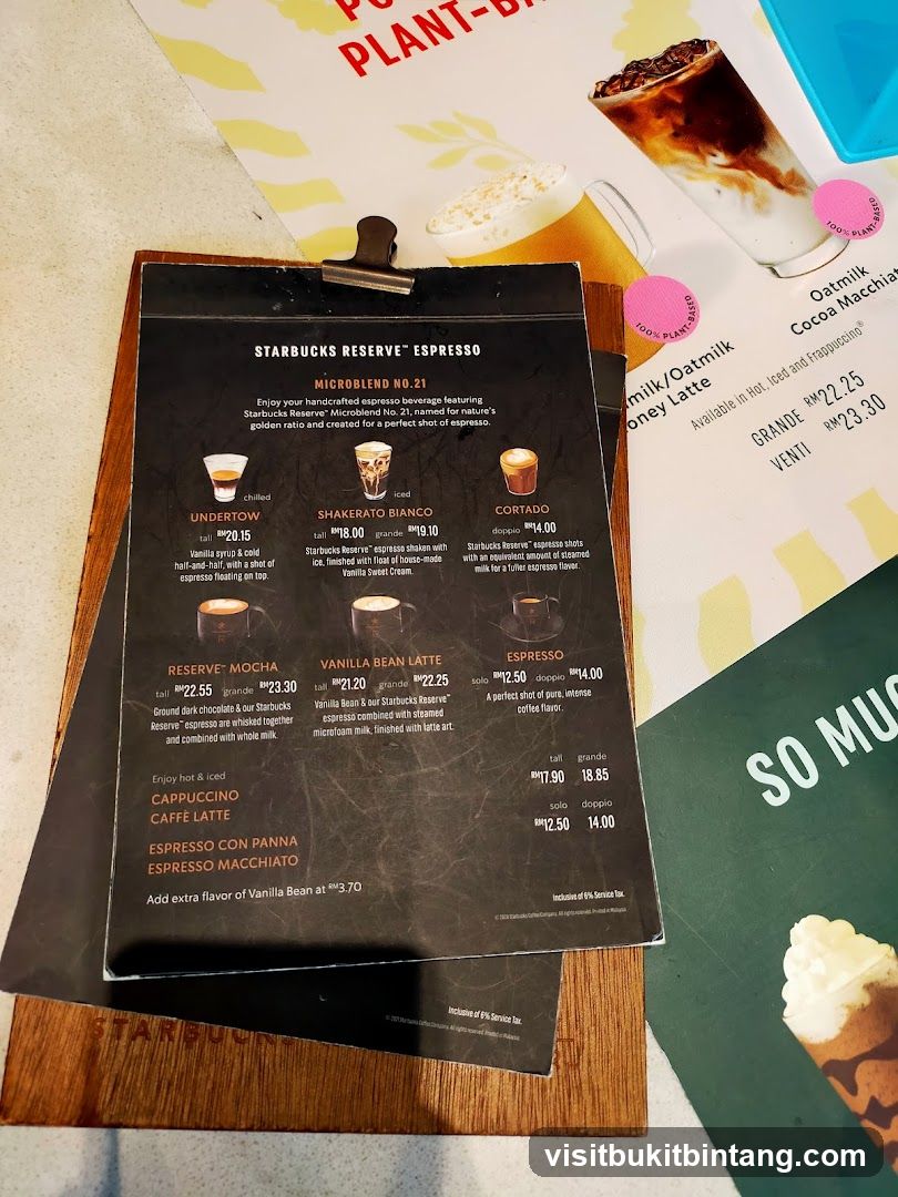 Starbucks Reserve Espresso Menu