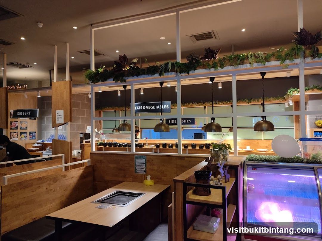 Restaurant Interior with Dining Tables and Buffet Area