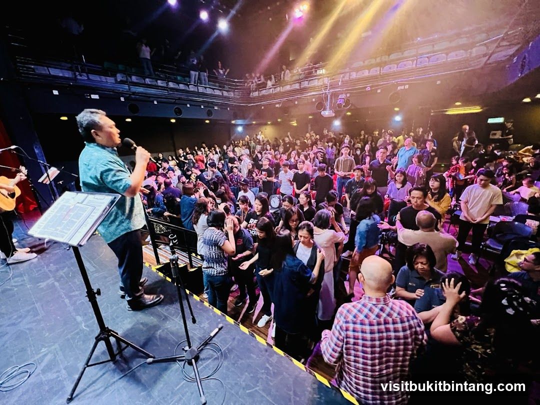 Congregation in a performance hall