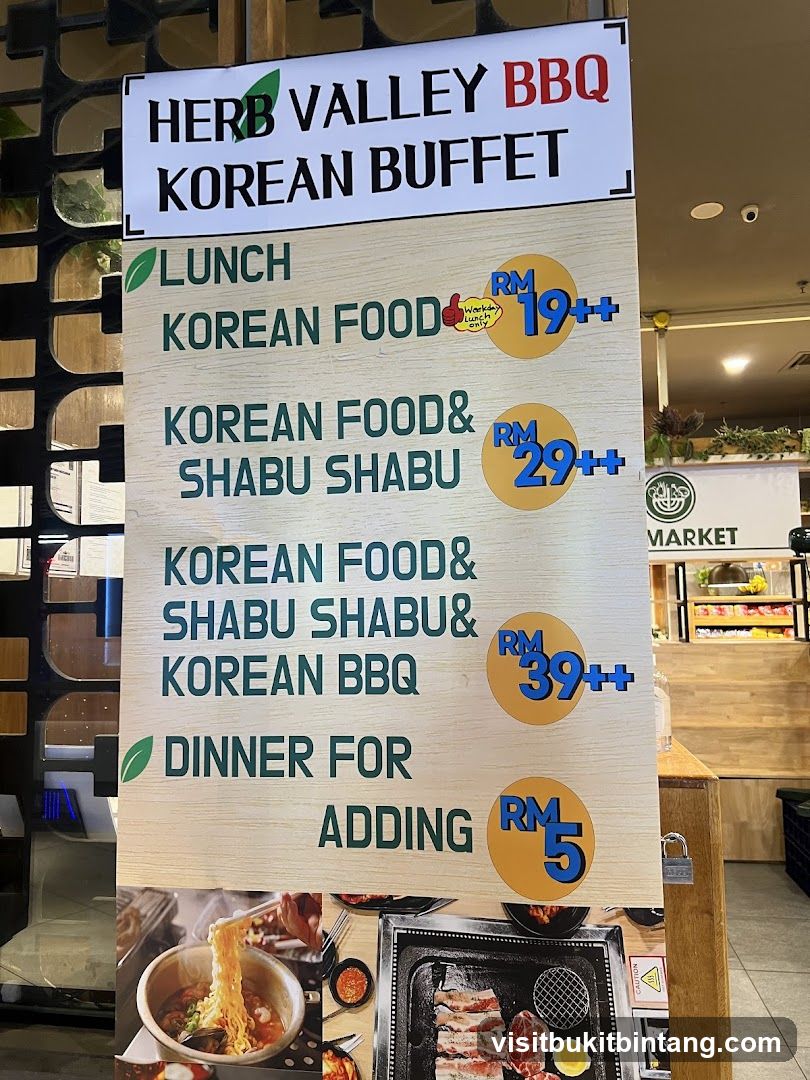 Herb Valley BBQ Korean Buffet Menu