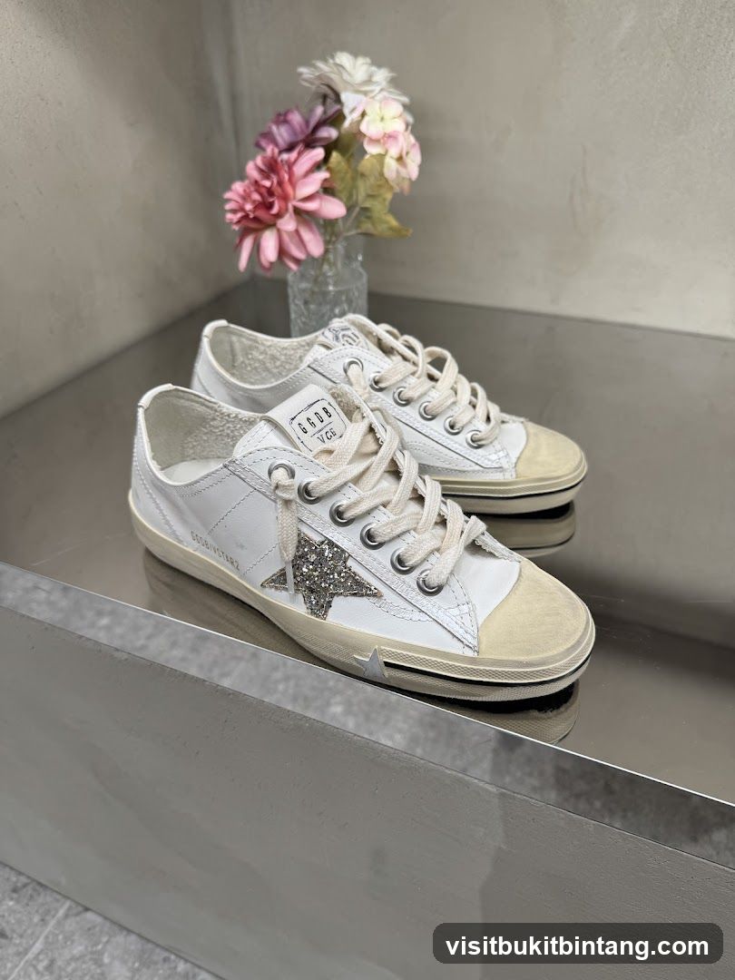 White Sneakers with Glitter Star