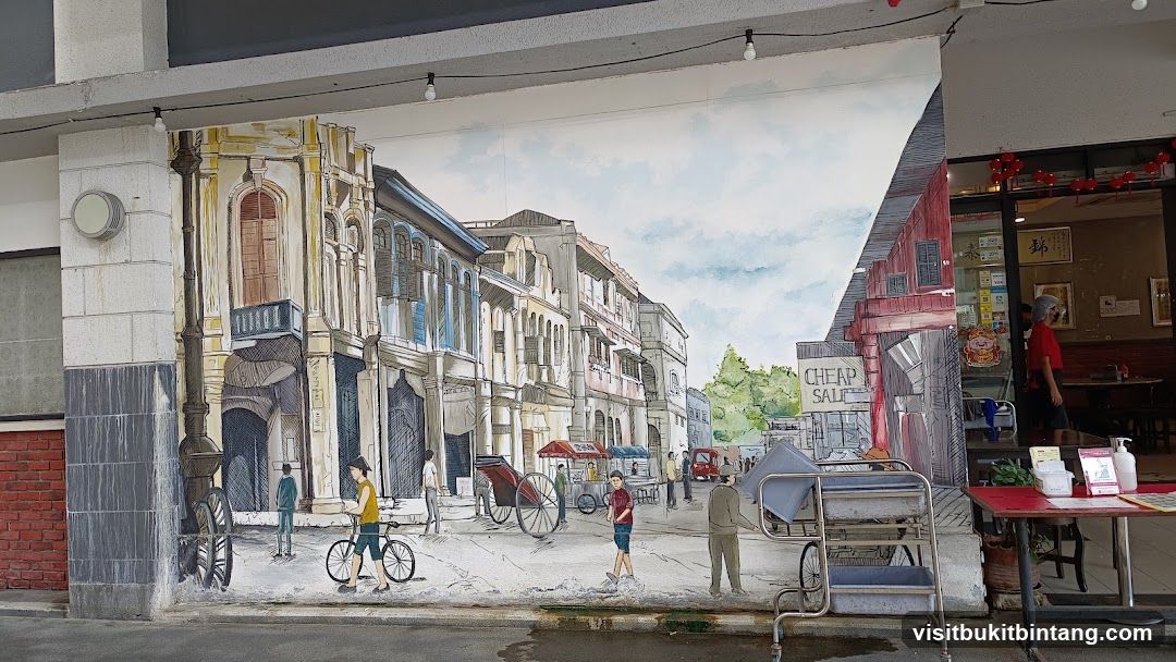 Street Scene Mural and Restaurant Entrance