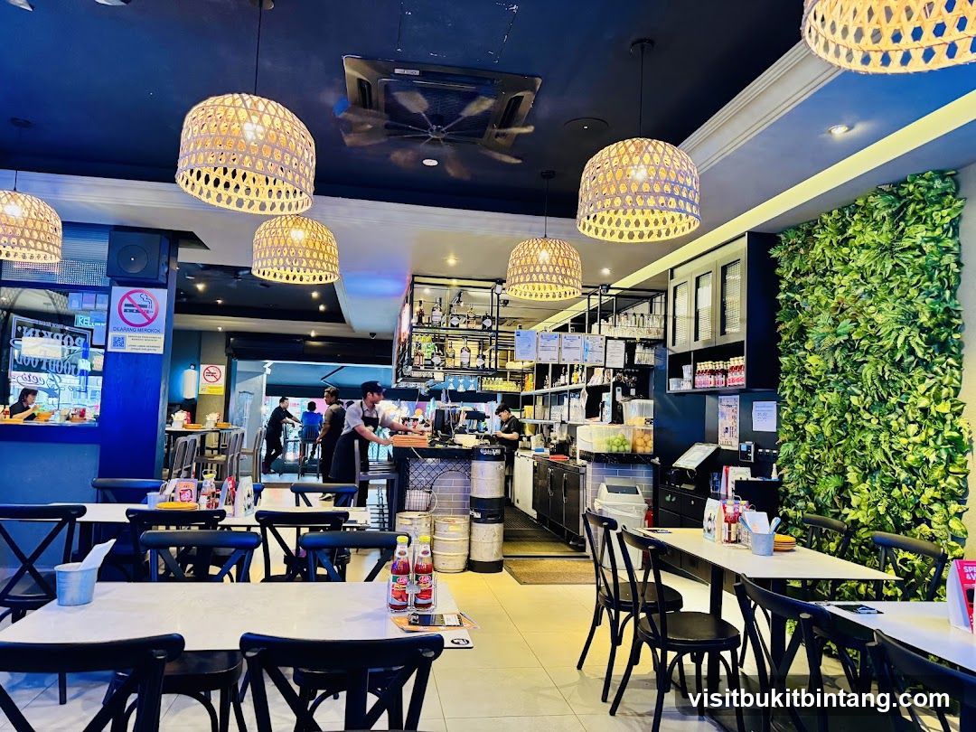 Restaurant Interior with Green Wall