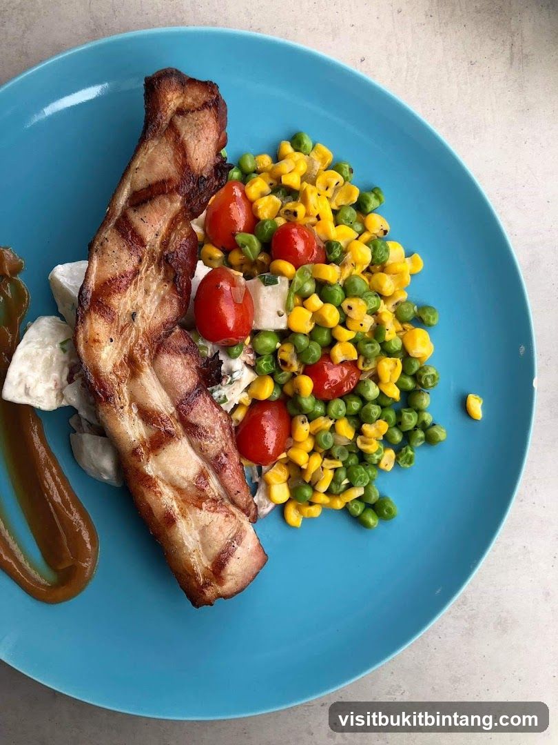 Grilled Bacon with Corn and Peas Salad