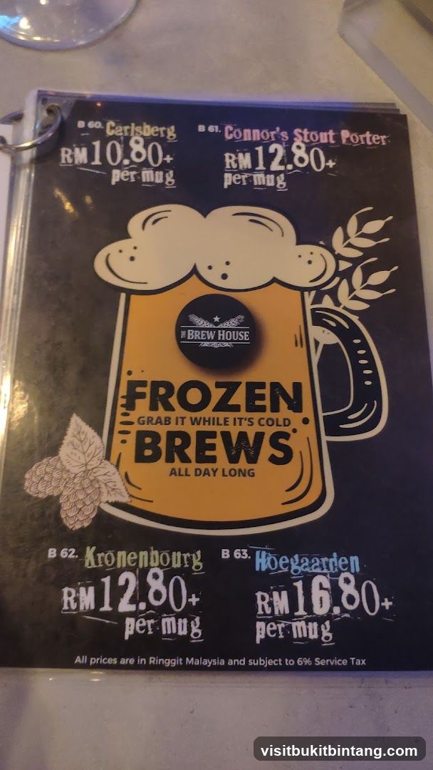 The Brew House Frozen Brews Menu