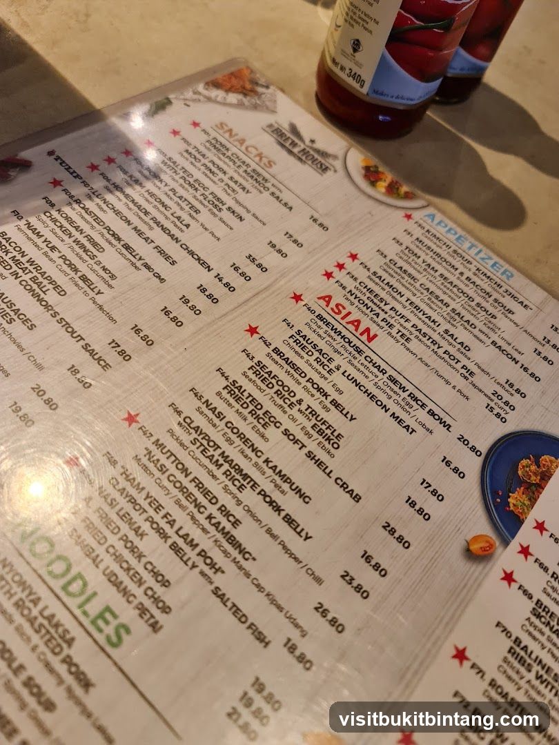 The Brew House Menu