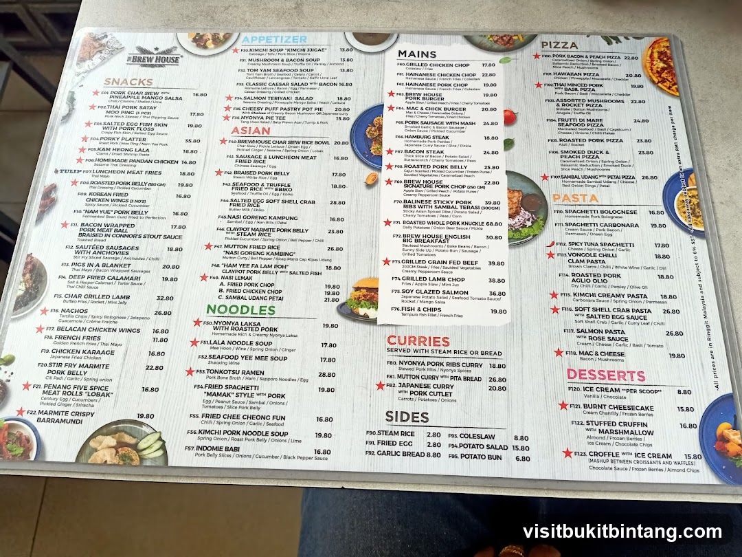The Brew House Menu