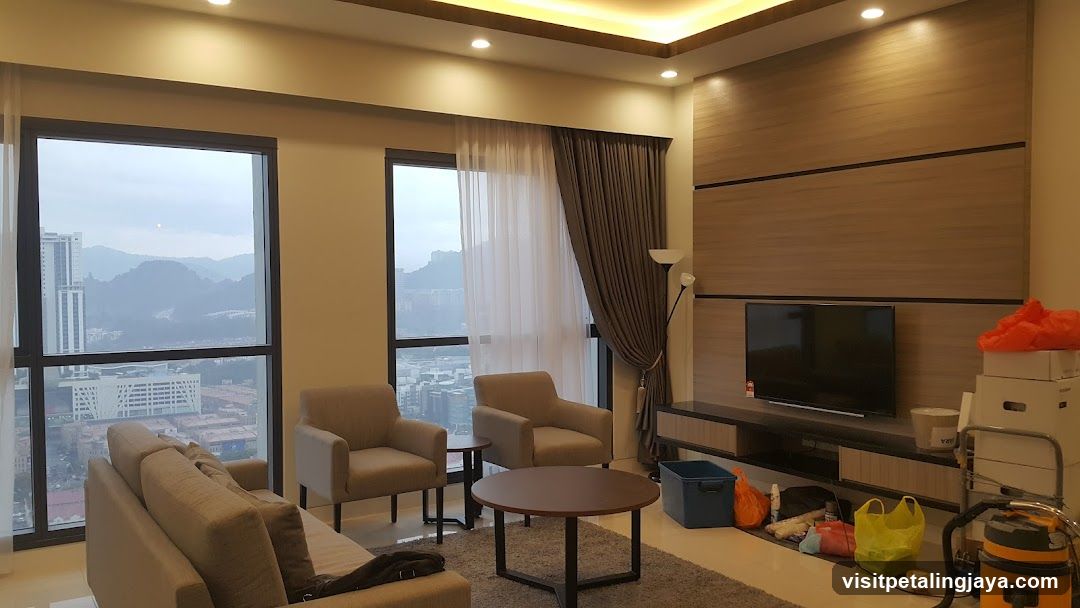 Living Room Interior with City View