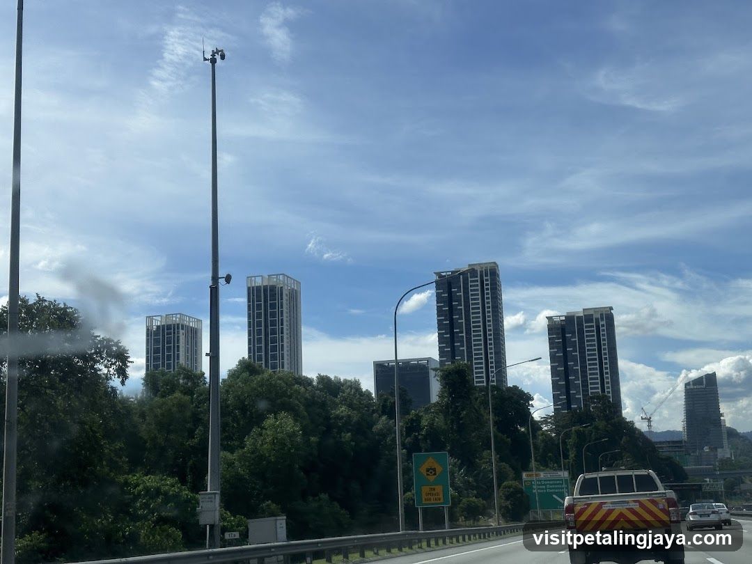 Highway View with Skyscrapers