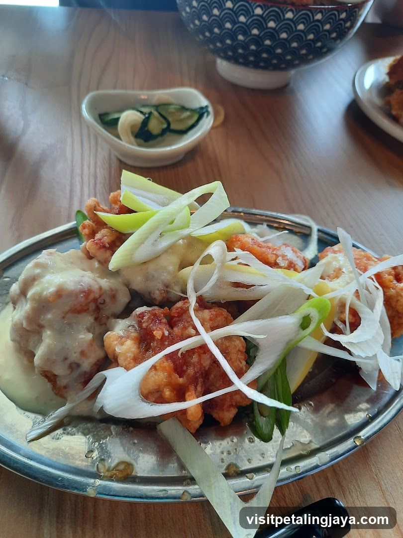 Fried Chicken with Sauce and Garnish