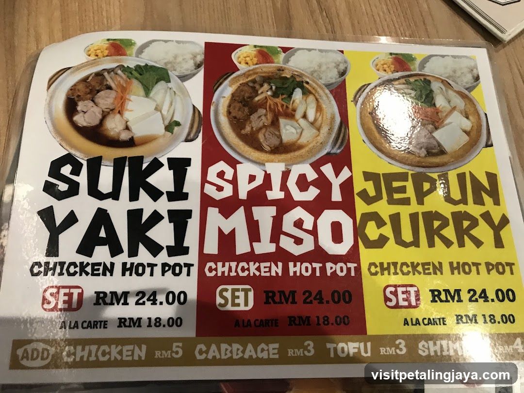 Chicken Hot Pot Menu