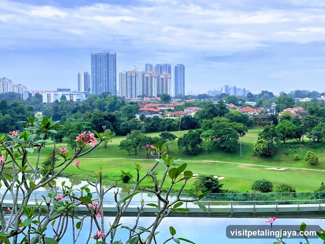 Cityscape with Golf Course and High-Rise Buildings
