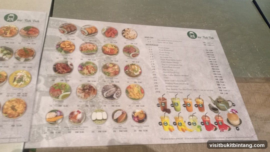 Mr. Tuk Tuk Menu