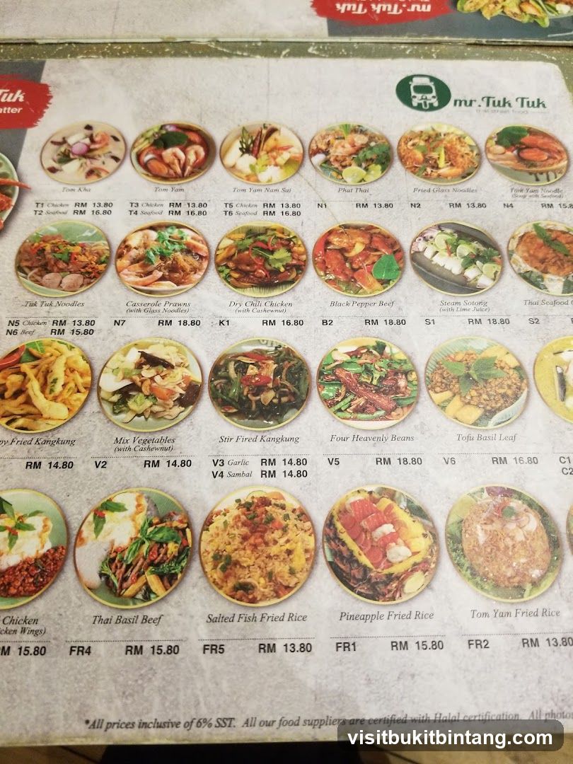 mr. Tuk Tuk Menu