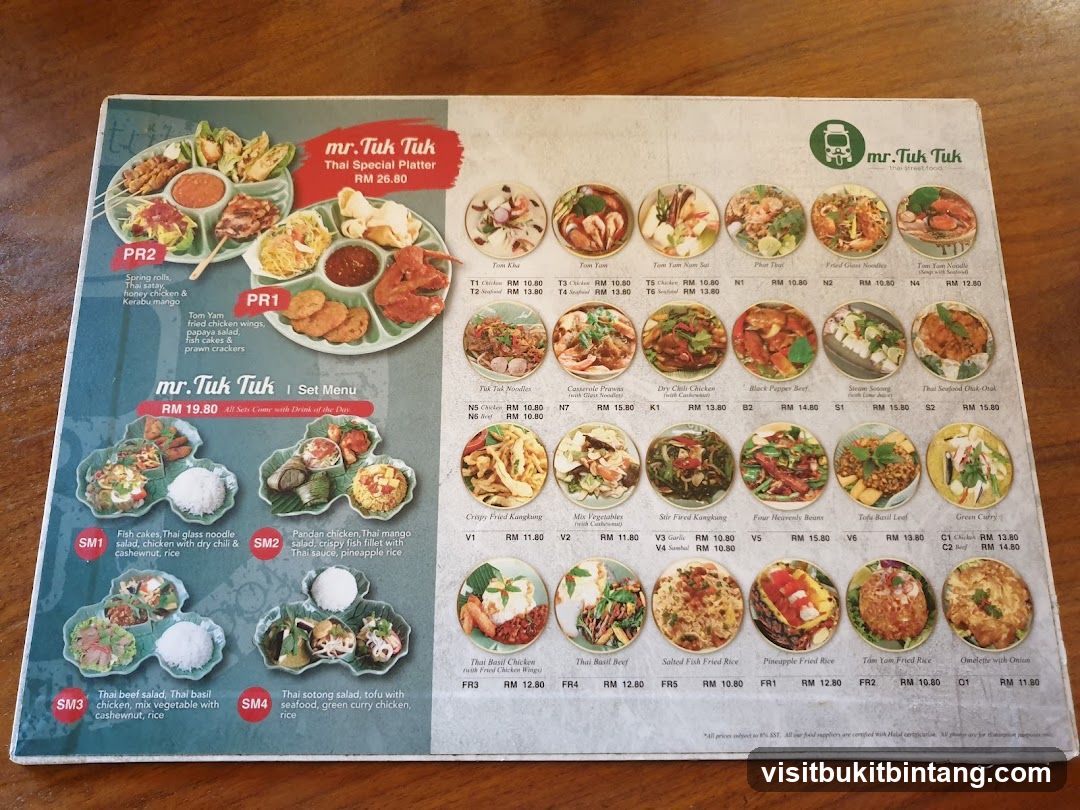 Mr. Tuk Tuk Menu