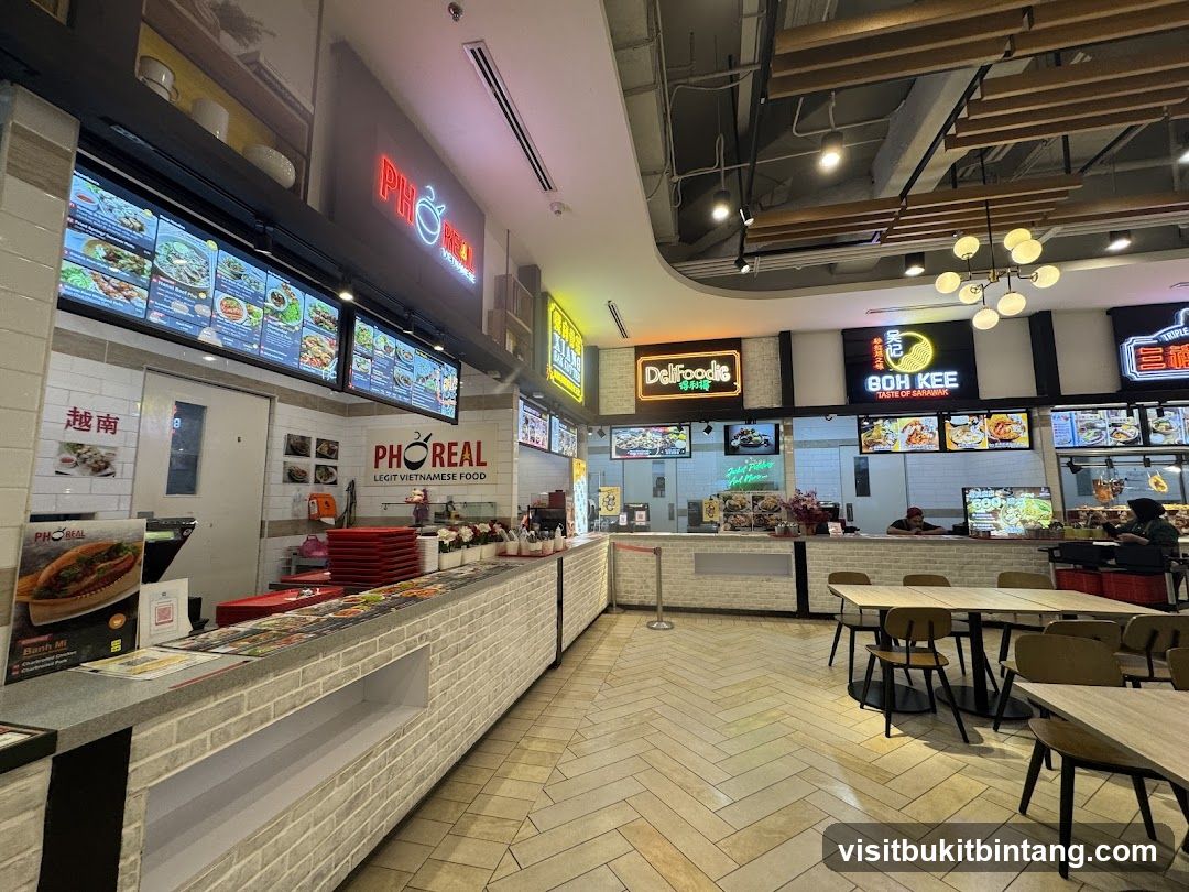 Food court with multiple food stalls