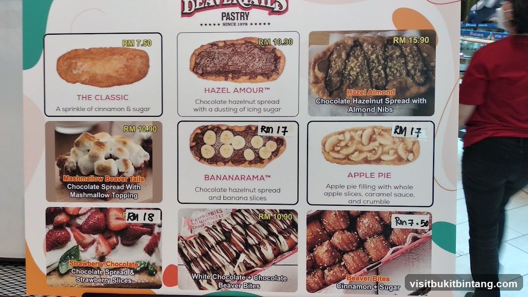 Beaver Tails Pastry Menu