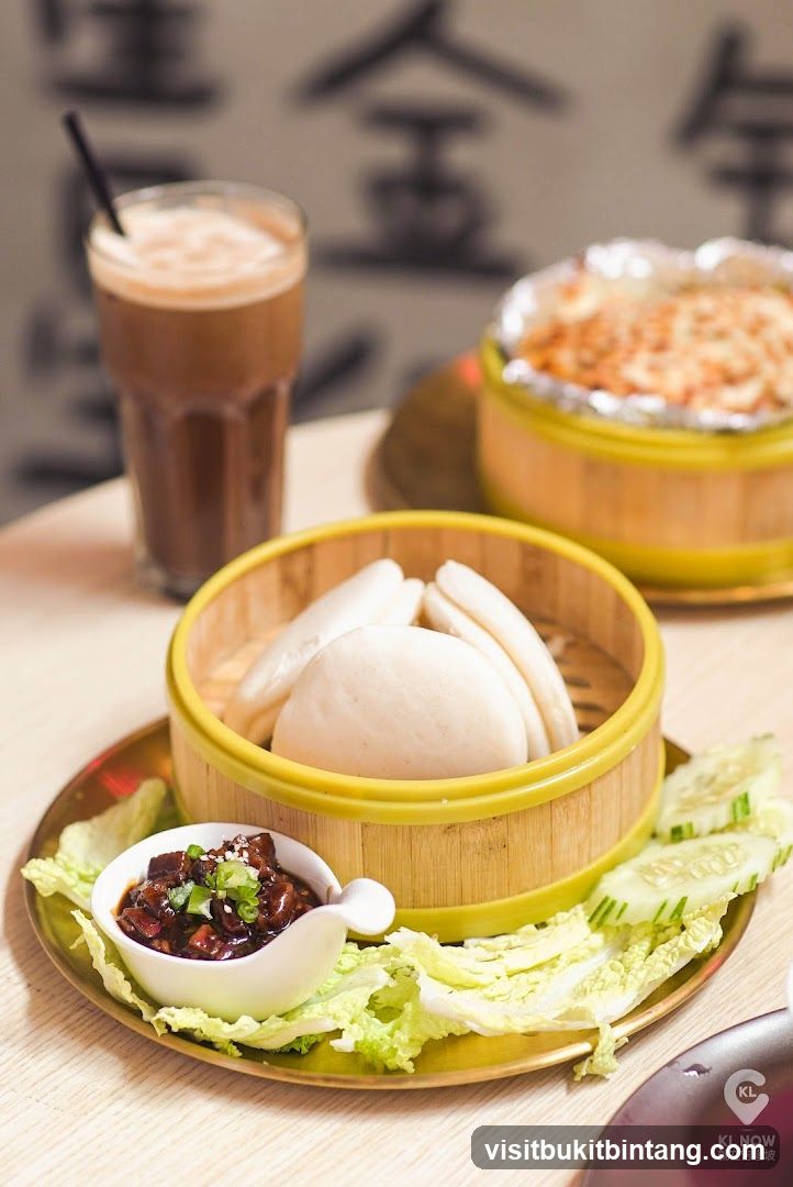 Steamed Buns with Savory Filling and Drink