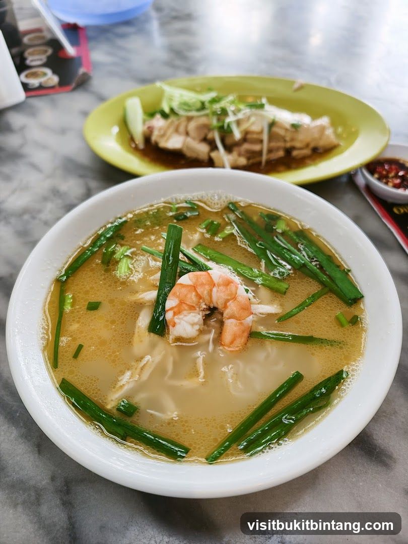 Noodle Soup with Shrimp and Chicken Dish