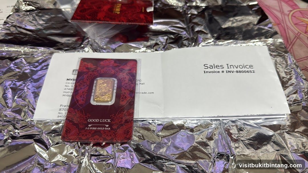 Gold Bar with Sales Invoice